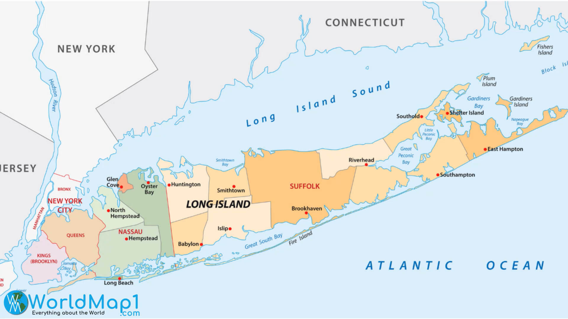 New York Map with Long Island